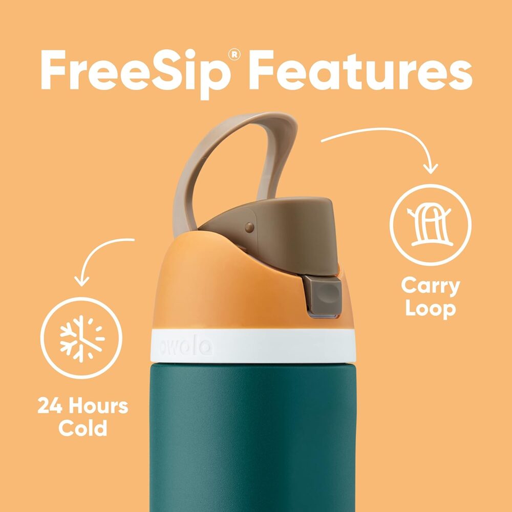 Owala FreeSip Insulated Stainless Steel Water Bottle with Straw – 24 oz, Very Very Dark - Image 4